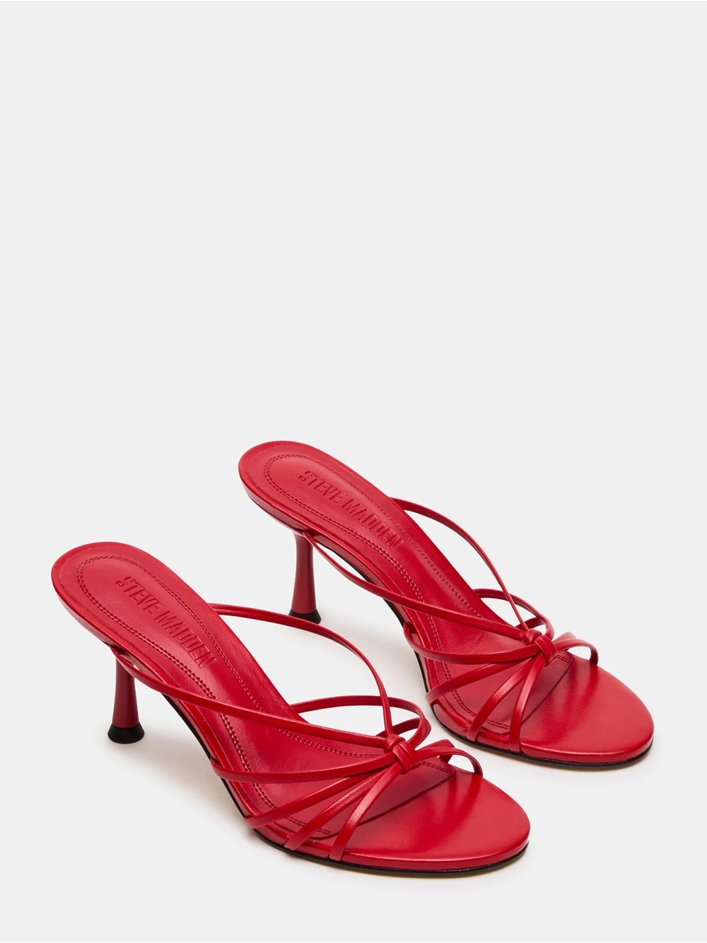 Steve Madden Red Strappy Kitten-Heel Sandals